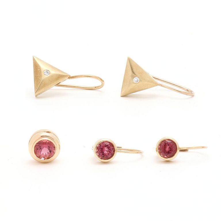 14k Gold Pink Tourmaline and Diamond Jewelry