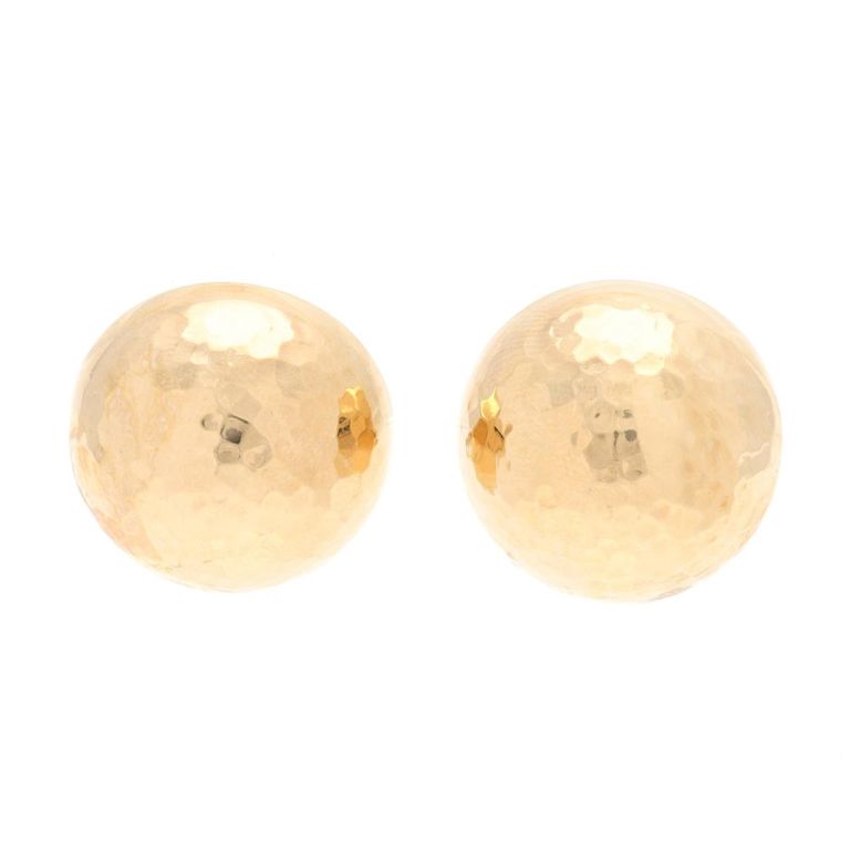 Gold Oversized Dome Button Earrings