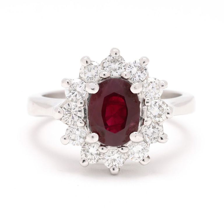 14k White Gold Ruby and Diamond Ring