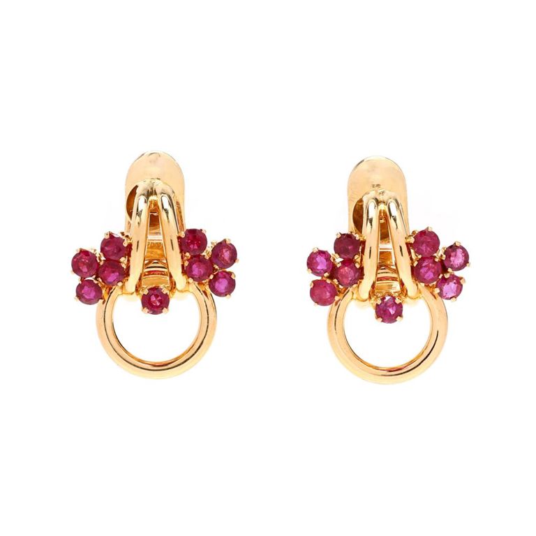 Gold and Ruby Earrings