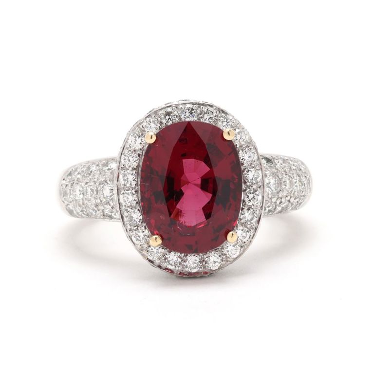18k White Gold Synthetic Spinel and Diamond Ring