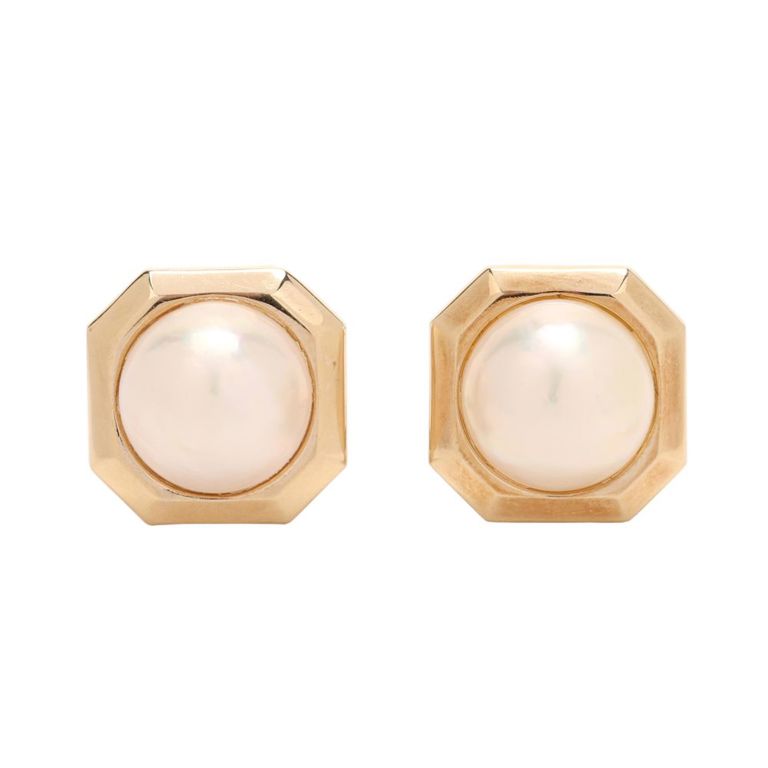 Gold and Mabé Pearl Earrings