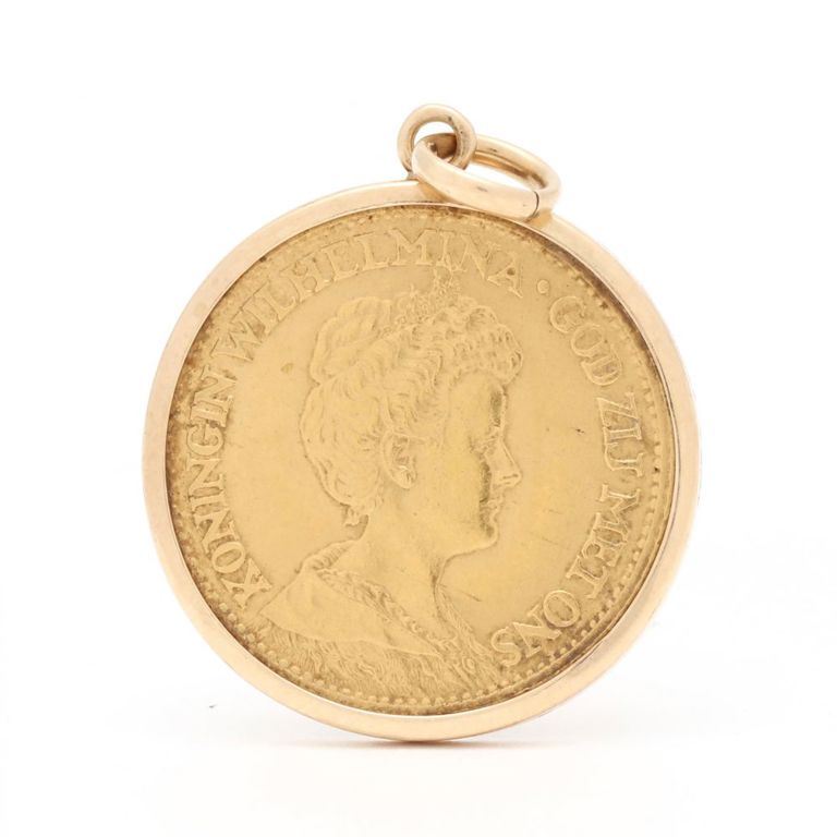 14k Gold Dutch 10 Gulden Coin Pendant