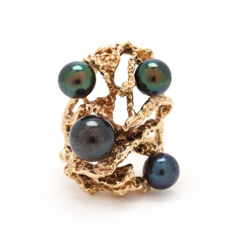 Gold and Tahitian Pearl Ring