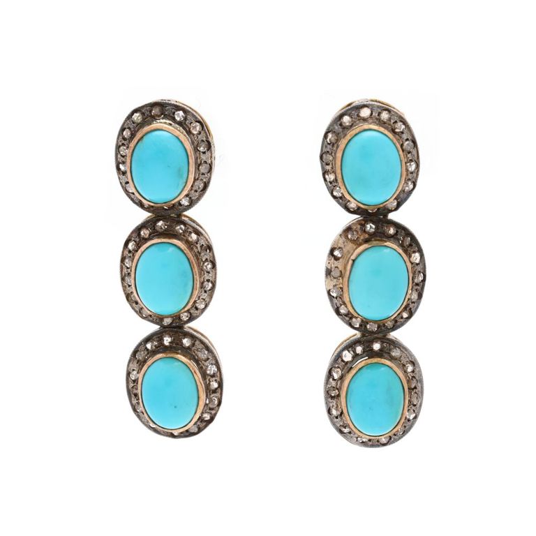 Turquoise and Diamond Earrings
