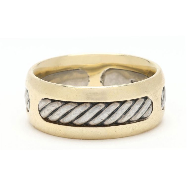 18k Gold and Sterling Silver Cable Band