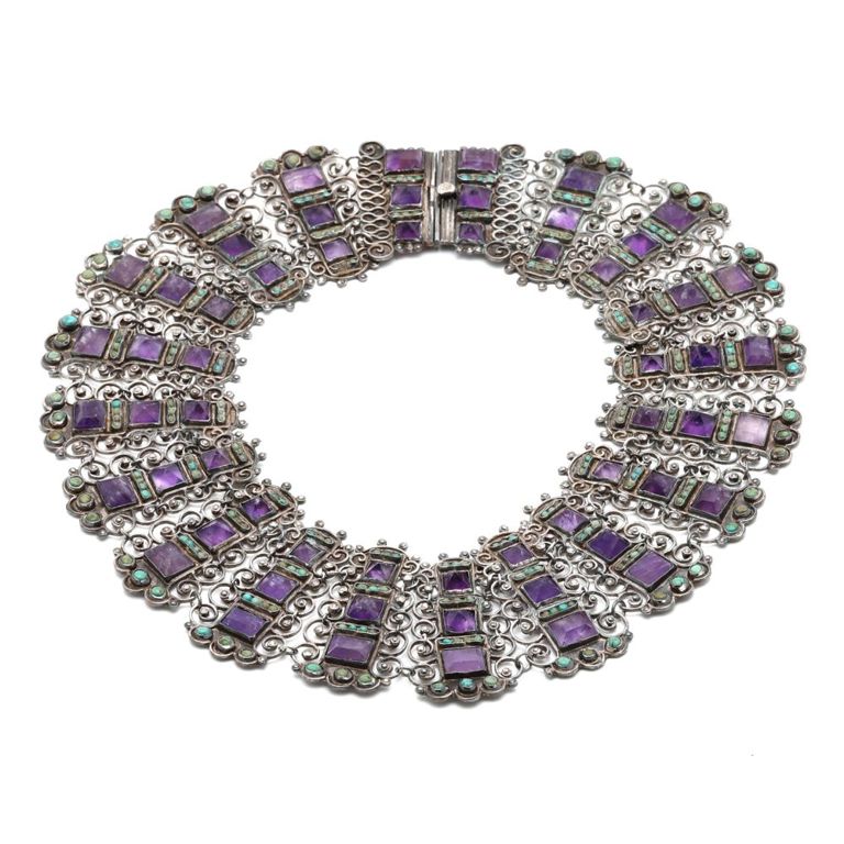 Amethyst and Turquoise Collar Necklace