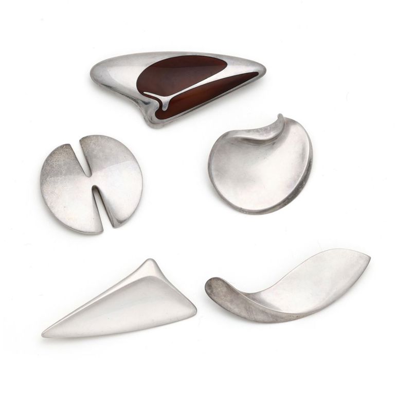 Modernist Sterling Silver Brooches