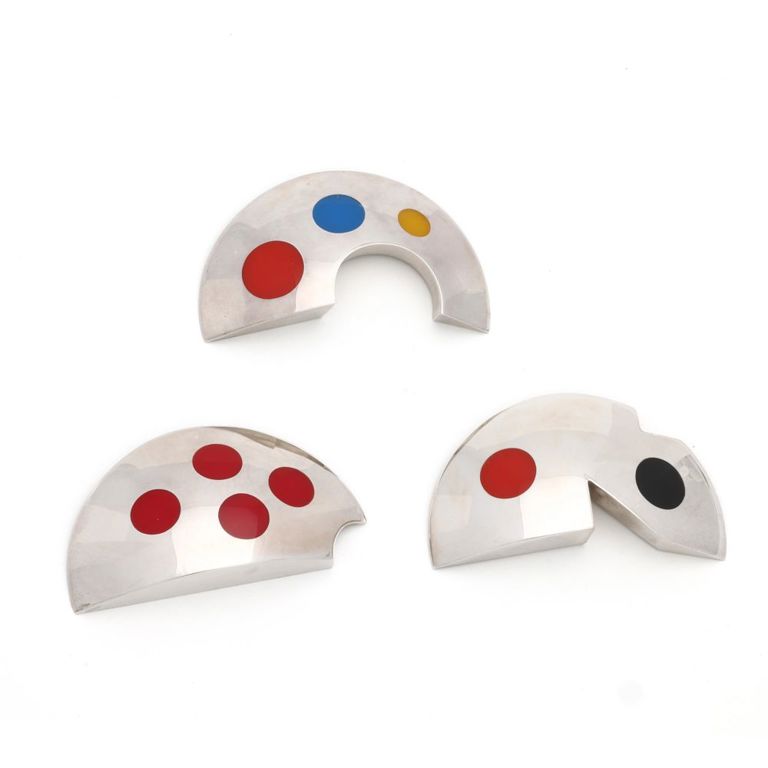 Modernist Sterling Silver Enamel Brooches