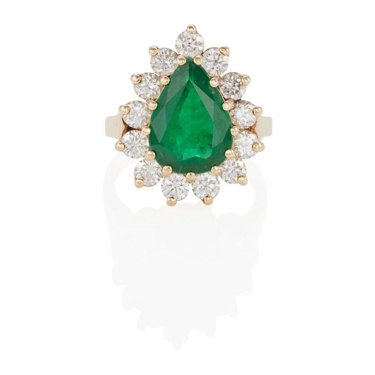 14k Gold Emerald and Diamond Ring