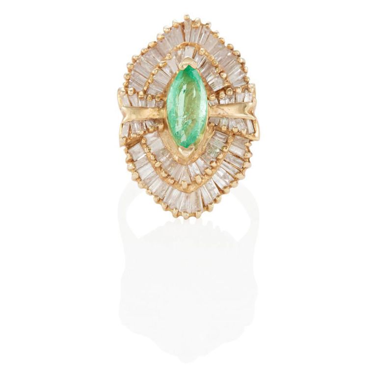 14k yellow gold emerald ring