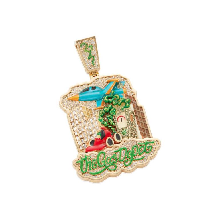 14k Gold Diamond and Enamel Pendant