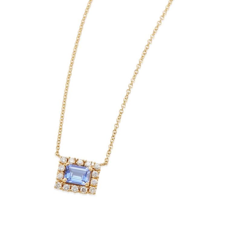 18k Gold Tanzanite and Diamond Pendant Necklace