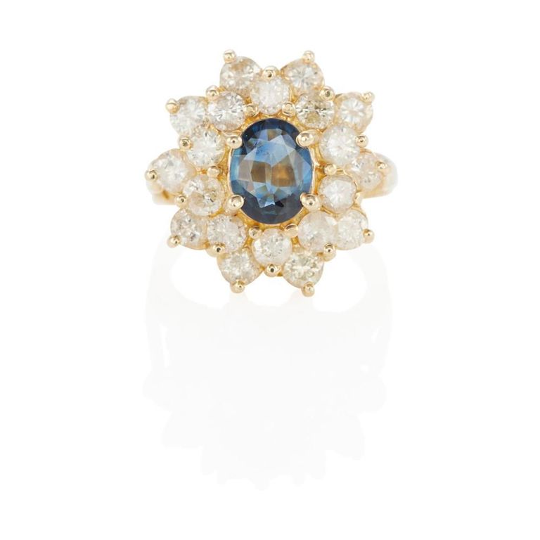 14k Gold Sapphire and Diamond Ring