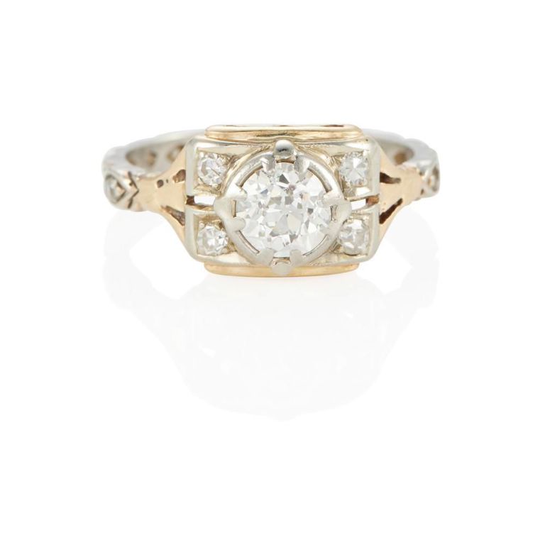 Platinum and 12k Gold Diamond Ring