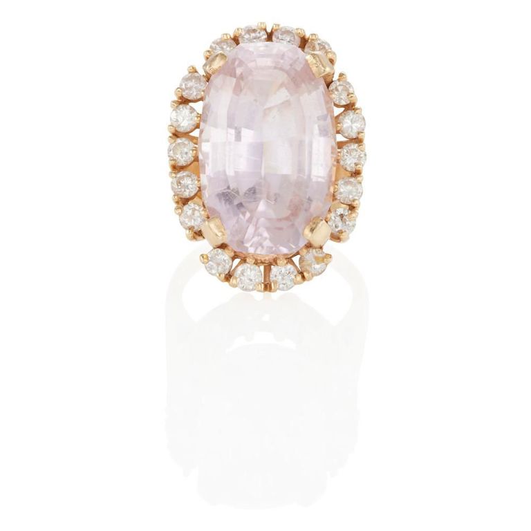 14k Gold Morganite and Diamond Ring