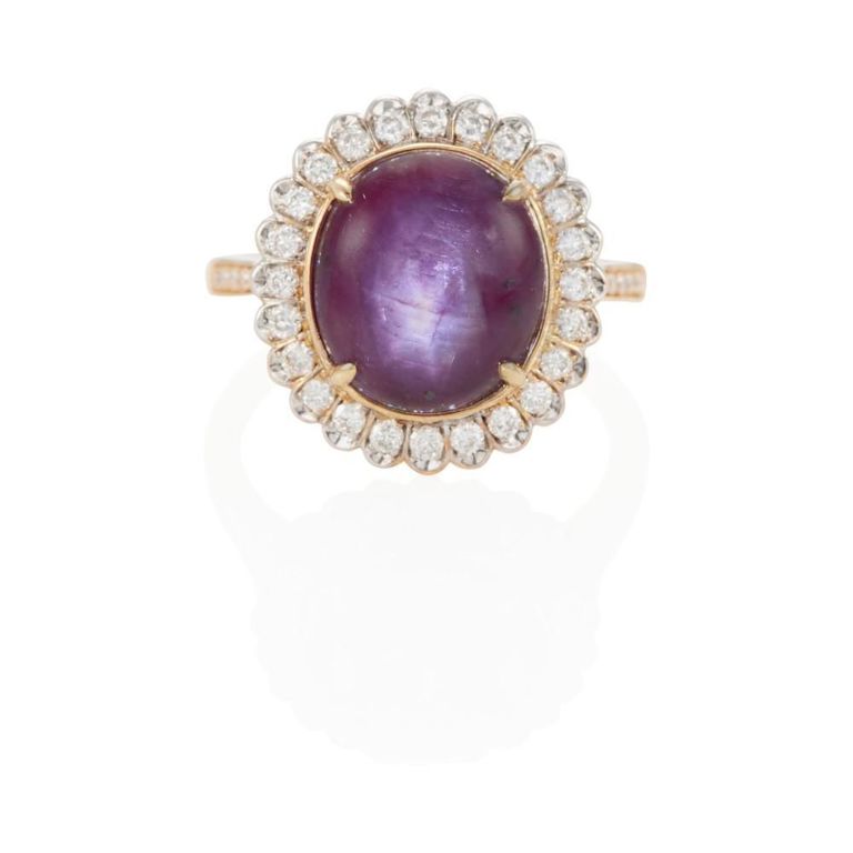 18k Gold Star Ruby and Diamond Ring