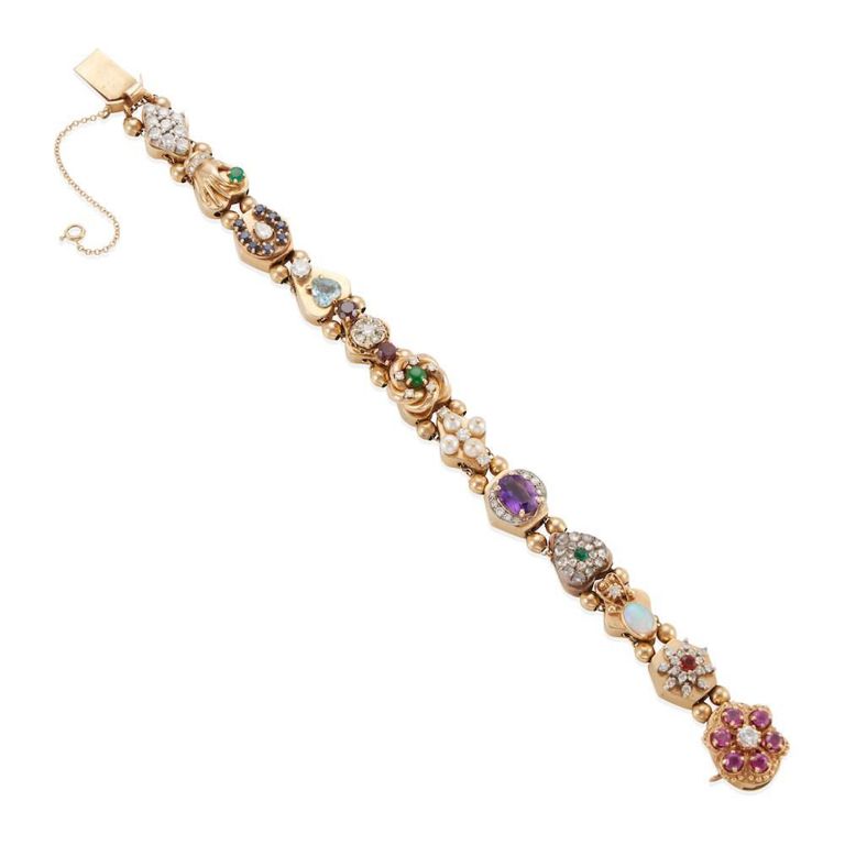 14k Gold Gem-Set Slide Bracelet