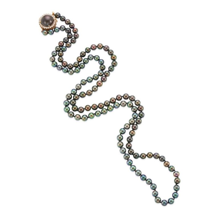 Cultured Pearl and Diamond Necklace