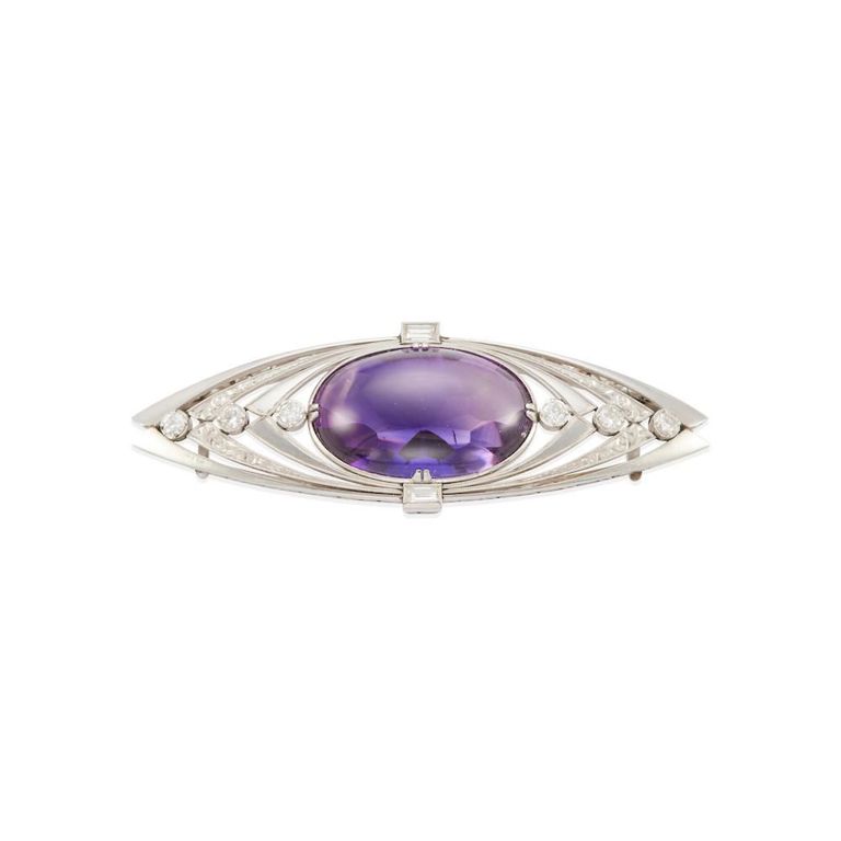 Platinum Amethyst and Diamond Slide Pendant