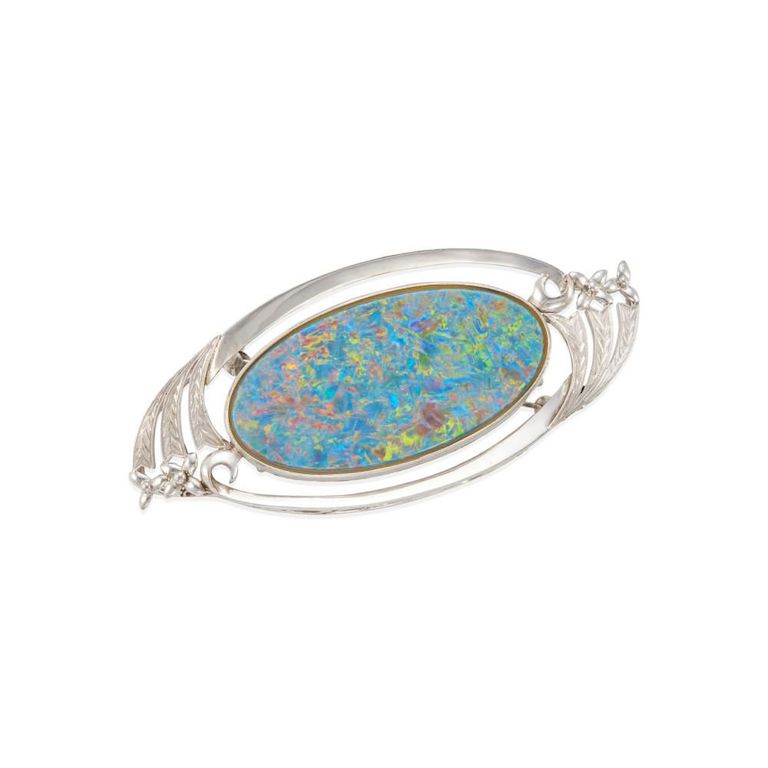 14k Gold Opal Doublet Enhancer Brooch