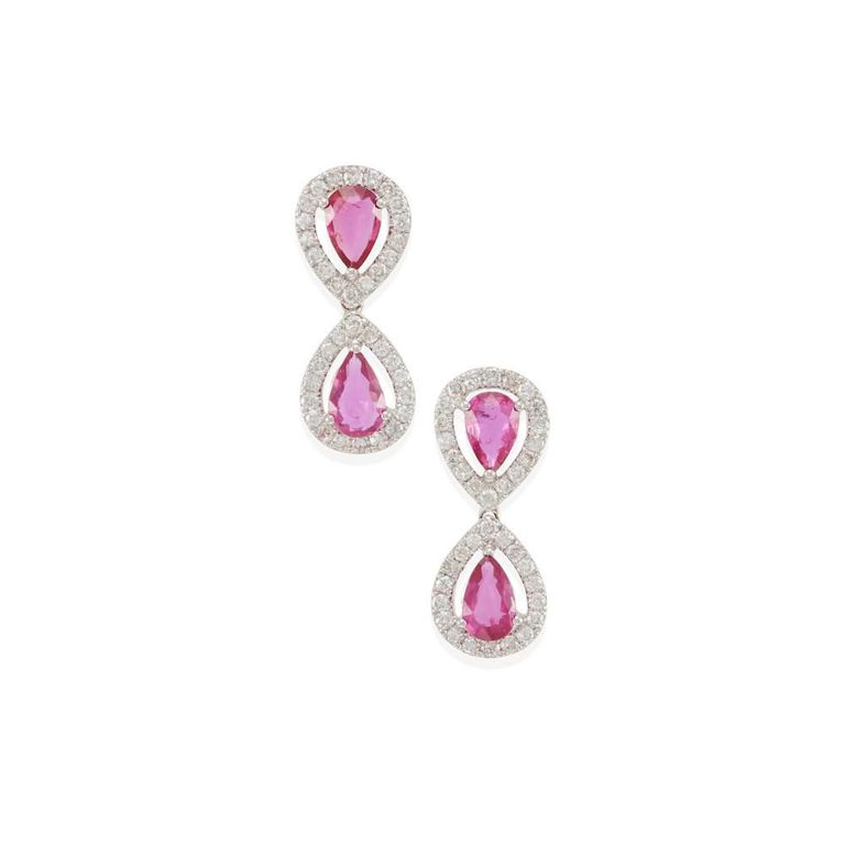 18k Gold Ruby and Diamond Earrings