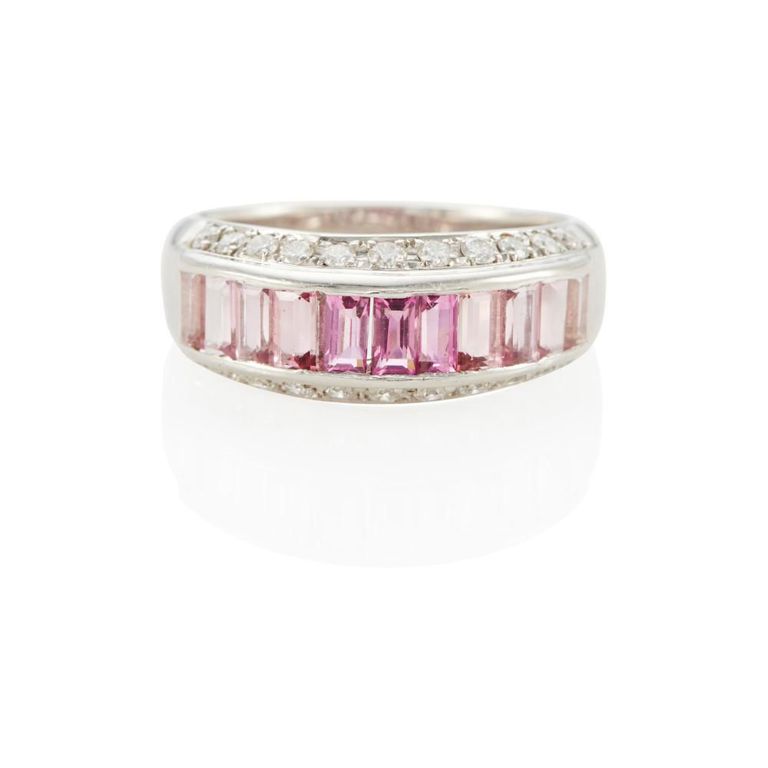 Platinum Pink Tourmaline and Diamond Ring