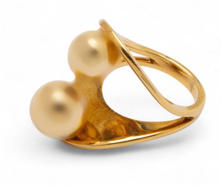 18k Yellow Gold Split Shank Beaded Ring