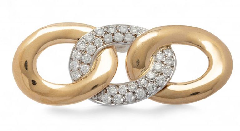 14k Yellow and White Gold Diamond Brooch