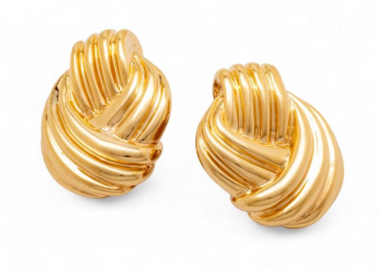 14k Yellow Gold Knot Ear Clips