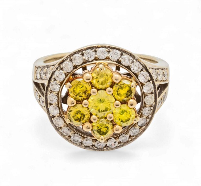 Yellow and White Diamond Ring