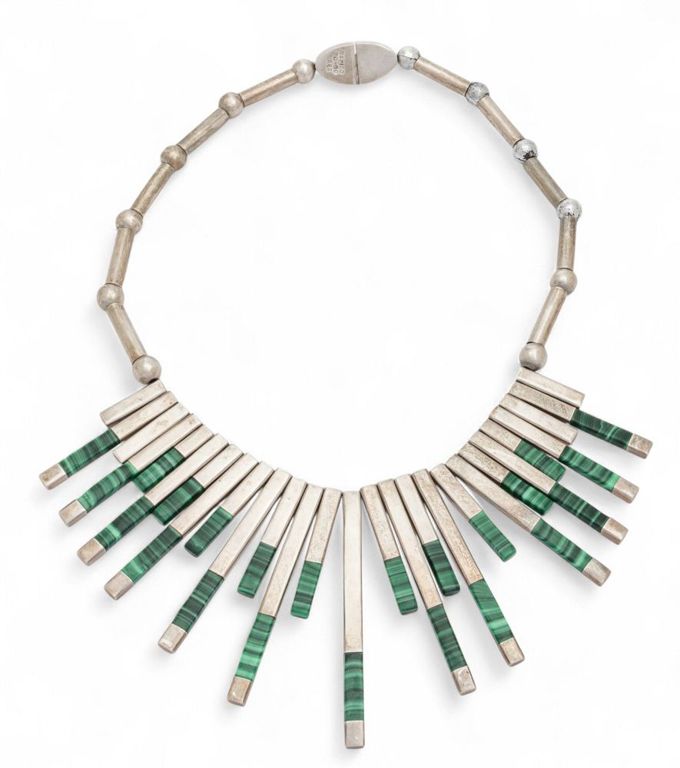 Sterling Silver Malachite Necklace