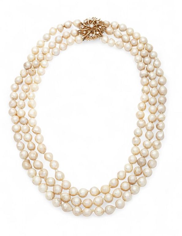 Baroque Pearl Necklace with Gold and Diamond Clasp