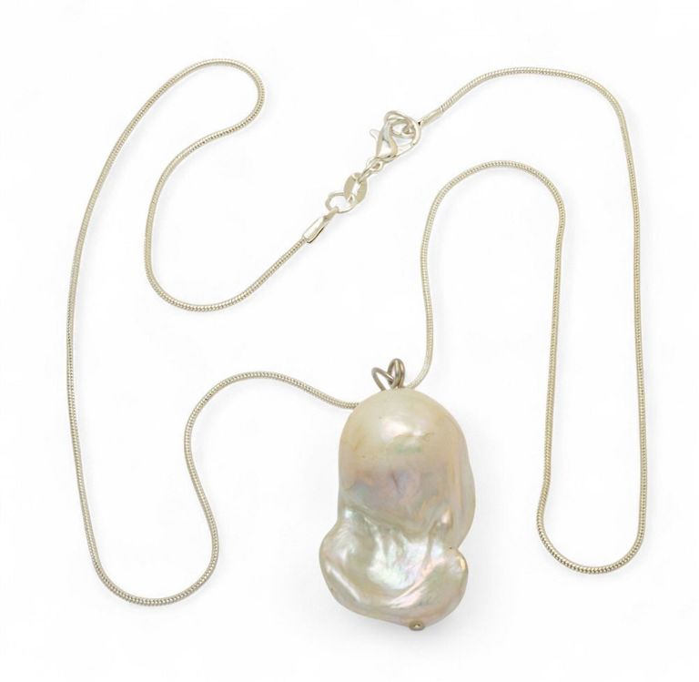 Sterling Silver Baroque Pearl Pendant Necklace