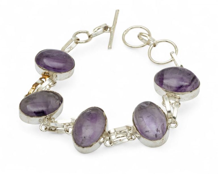 Sterling Silver Rutilated Amethyst Bracelet