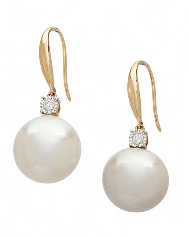 South Sea Pearl and Diamond Earrings