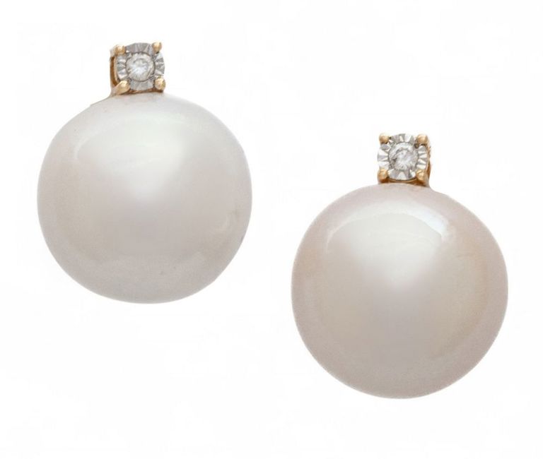 South Sea Pearl and Diamond Stud Earrings