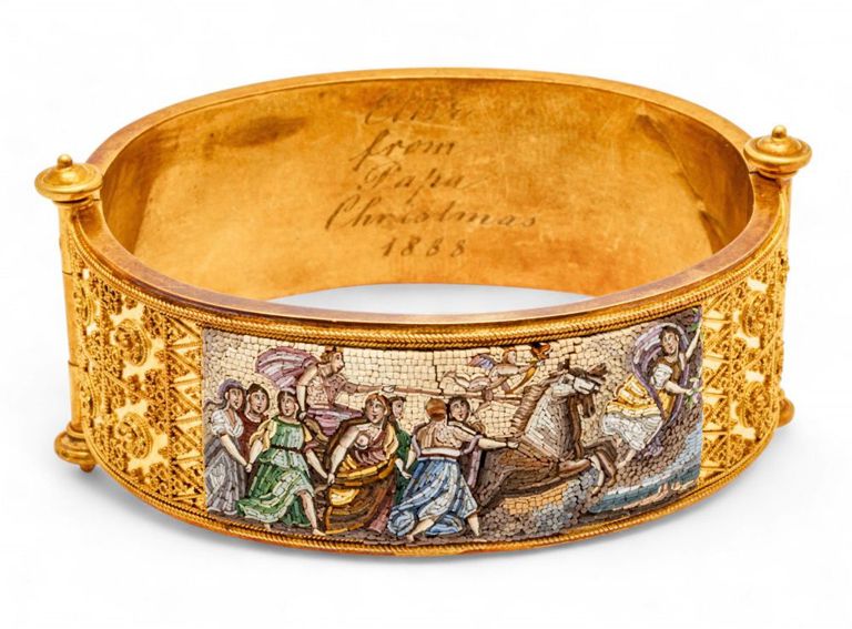 Gold Micro Mosaic Cuff Bracelet