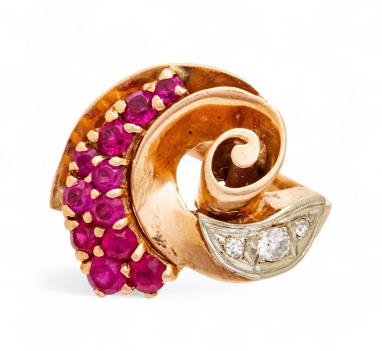 14k Yellow Gold Ruby and Diamond Ring