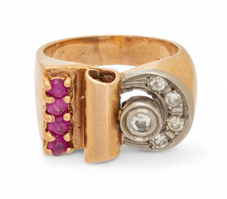 14k Yellow Gold Ruby and Diamond Ring