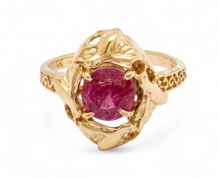 14k Yellow Gold Rubellite Tourmaline Ring
