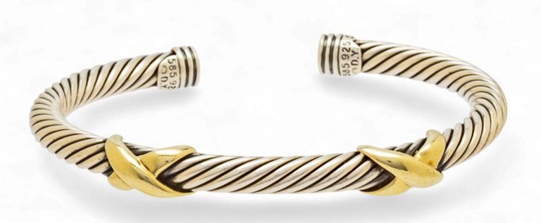 14k Gold and Sterling Silver Bangle Bracelet