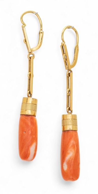 Gold Coral Drop Earrings