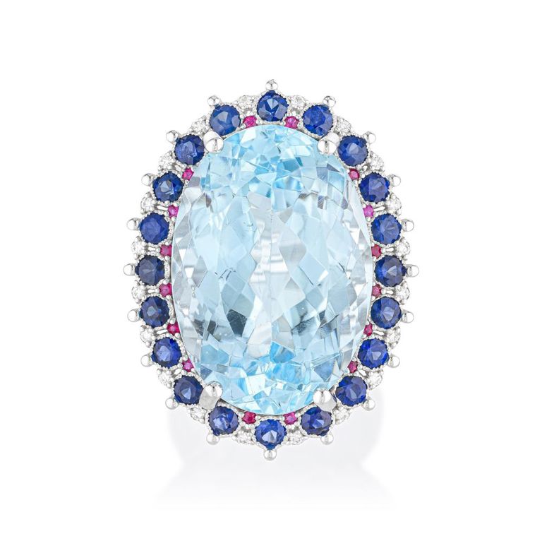 18k White Gold Gem-Set Statement Ring