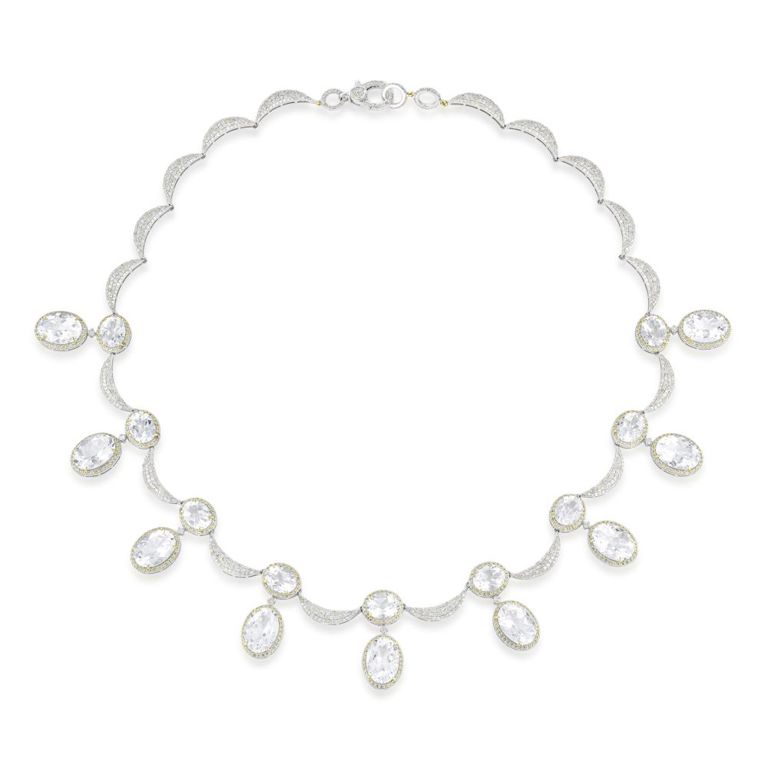 Rock Crystal and Diamond Necklace