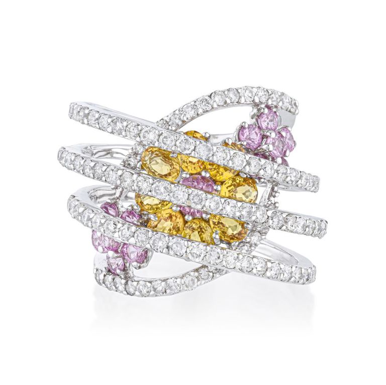 18k White Gold Gem-Set Diamond Ring