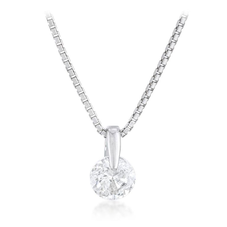 Platinum Diamond Solitaire Pendant Necklace