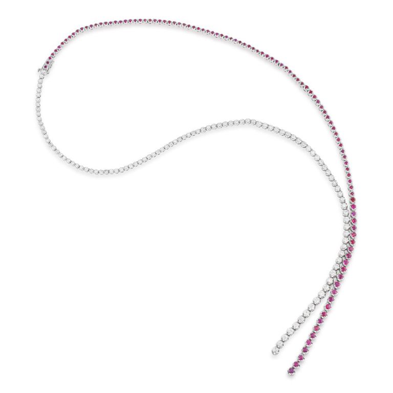 14k White Gold Ruby and Diamond Necklace