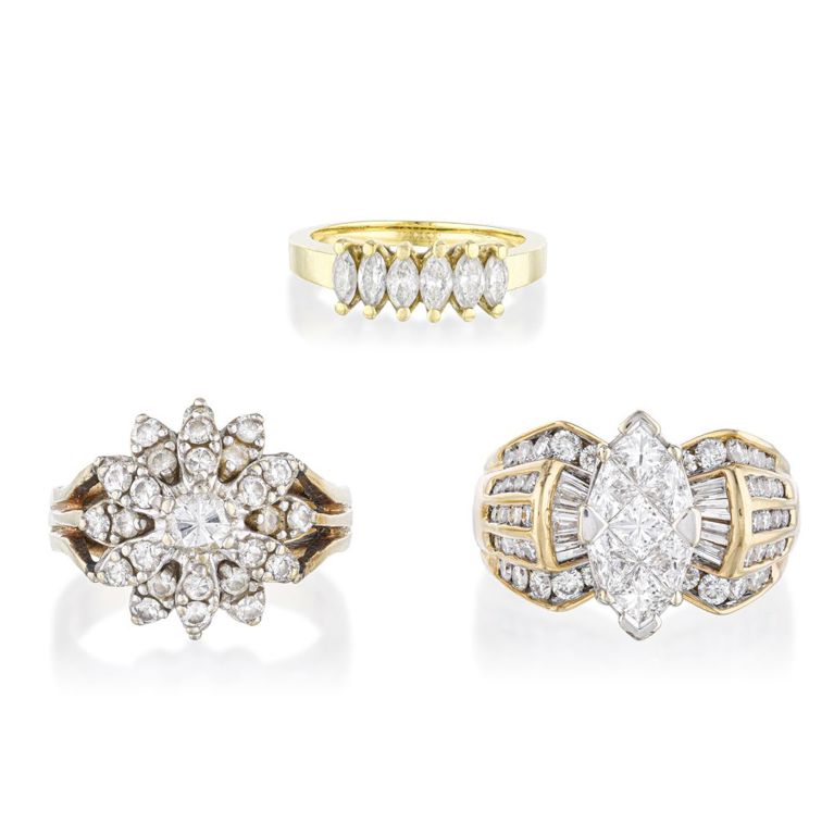 14k and 18k Yellow Gold Diamond Rings