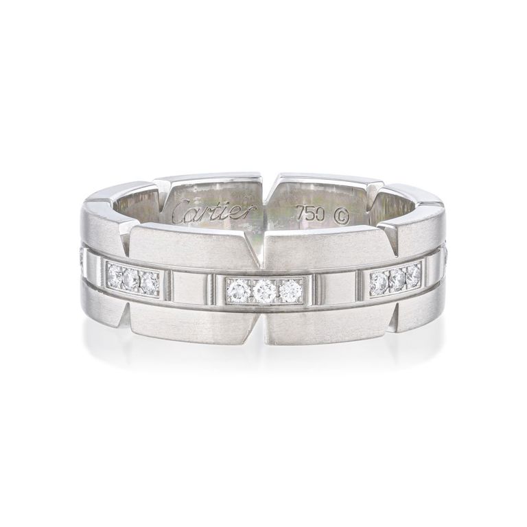 18k White Gold Diamond Tank Band